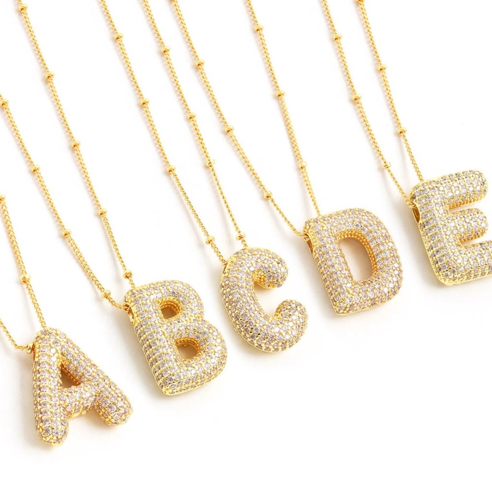 Letter G Initial Zircon Balloon Necklace - Picture 6 of 6